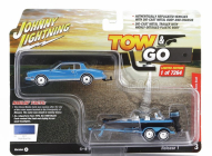 Johnny lightning Chevrolet Montecarlo 1980 With Trailer And Motorboat 1:64 Modrá Černá