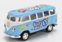 Kinsmart Volkswagen T1 Samba Minibus Flower 1962 - Without Box 1:64 Světle Modrá