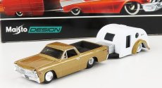 Maisto Chevrolet El Camino Pick-up With Trailer Roulotte 1967 1:64 Zlatá Bílá