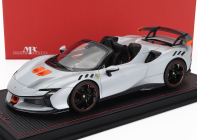 Mr-models Ferrari Sf90 Xx Stradale Spider 2024 - Con Vetrina - With Showcase 1:18 Bianco Artico - Bílá Met Oranžová Černá