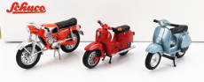 Schuco Simson Set 3x Schwalbe Kr51/1 1968 + Zundapp Ks50 Super Sport 1950 - Piaggio Vespa 150 Px 1:43 Různé