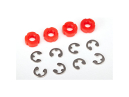 Traxxas Piston, damper (red) (4)/ e-clips (8)