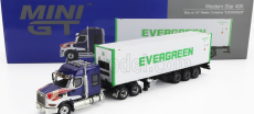 Truescale Western star 49x Truck Trasporto Container 40' Evergreen 1990 1:64 Modrá Bílá