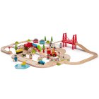 Bigjigs Rail Dřevěná vláčkodráha s venkovskou cestou 80 dílů