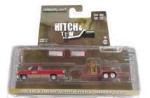 Greenlight GMC K-2500 Pick-up With Trailer Car Transporter 1982 1:64 Red