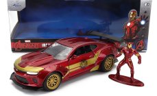 Jada Chevrolet Camaro Coupe With Iron Man Figure 2016 1:32 Červené Zlato