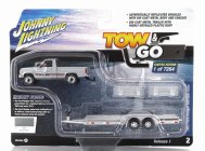 Johnny lightning Ford usa Ranger Pick-up 1983 With Trailer Car Transporter 1:64 Silver