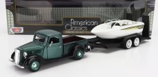 Motor-max Ford usa Pick-up With Trailer + Boat 1937 1:24 Zelená S Bílou