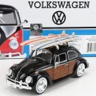 Motor-max Volkswagen Beetle With Surfboard 1968 1:24 Černé Dřevo