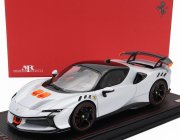 Mr-models Ferrari Sf90 Xx Stradale 2024 - Con Vetrina - With Showcase 1:18 Bianco Artico - Bílá Met Oranžová Černá