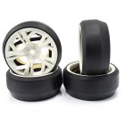 Spec D TE73 Wheel Offset +3 White w/Tire 4pcs For 1/10 Drift