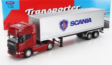 Welly Scania R730 V8 Truck Cassonato 2015 1:32 Červená Stříbrná