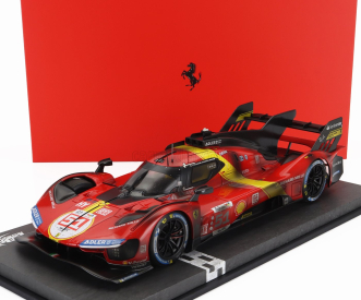 Bbr-models Ferrari 499p 3.0l Turbo V6 Team Ferrari Af Corse N 51 Winner 24h Le Mans (dirty Version - End Of Race) 2023 Alessandro Pier Guidi - James Calado - Antonio Giovinazzi - Con Vetrina - With Showcase 1:18 Červená Žlutá Černá