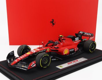 Bbr-models Ferrari F1  Sf-23 Team Scuderia Ferrari N 55 Belgium Spa Gp 2023 Carlos Sainz - Con Vetrina - With Showcase 1:18 Červená Černá