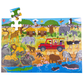 Bigjigs Toys Podlahové puzzle Africké dobrodružné 48 dílků