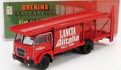 Brekina plast Fiat 640 Truck Car Transporter Team Lancia Rally Alitalia 1949 1:87 Red