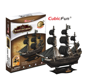 Cubicfun Puzzle Kit 3D In Foam Boat Queen Anne's Revenge Veliero, 155 dílků