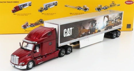 Dm-models Peterbilt 579 Truck With Cat Mural Trailer 2011 1:50 Red Met Silver