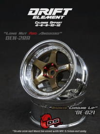 DS Racing Drift Element 5 Spoke disky, Bronzový střed, chromový okraj, 2 ks