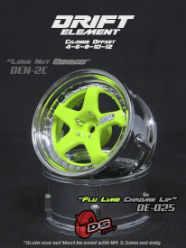 DS Racing Drift Element 5 Spoke disky, FLU Lime střed, chromový okraj, 2 ks