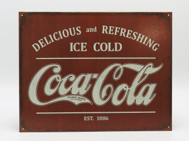 Edicola Accessories Metal Plate - Coca-cola Delicious And Refreshing Ice Cold Est 1886 1:1 Red