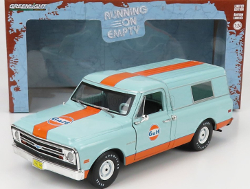 Greenlight Chevrolet C-10 Pick-up Closed Camper Gulf 1968 1:24 Světle Modrá Oranžová