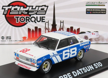 Greenlight Datsun 510 Bre N 68 Racing 1972 P.gregg 1:43 Bílá Modrá