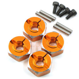 Hliníkové HEX unašeče kola 12x6mm, 4ks, oranžový