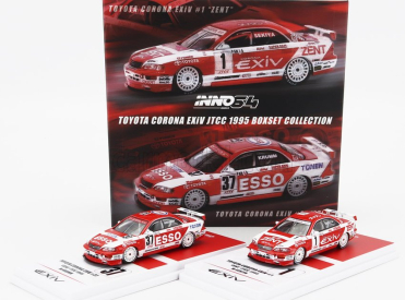 Inno-models Totota Set 2x Corona Exiv Zent N 1 Racing + Esso N 37 Racing 1995 1:64 Červená Bílá