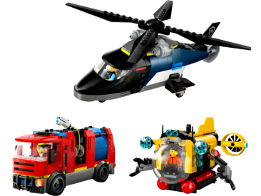 LEGO City - Remix: Helikoptéra, hasičský vůz a ponorka