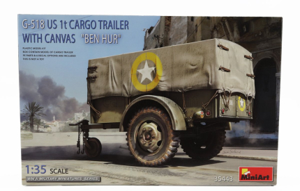 Miniart Trailer Rimorchio - G-518 Us Cargo Trailer Ben Hur Military 1:35 /