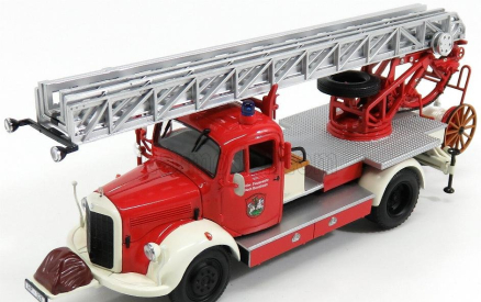 Minichamps Mercedes benz L3500 Dl17 Truck Scala Feuerwehr Bensheim 1950 1:43 Červená Stříbrná