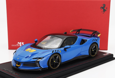 Mr-models Ferrari Sf90 Xx Stradale 2024 - Con Vetrina - With Showcase 1:18 Azzurro Dino - Modrá Žlutá Černá