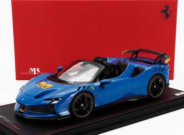 Mr-models Ferrari Sf90 Xx Stradale Spider 2024 - Con Vetrina - With Showcase 1:18 Azzurro Dino - Světle Modrá Černá Žlutá