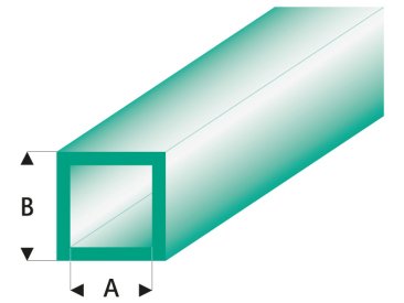 Raboesch profil ASA trubka čtvercová transparentní zelená 4x5x330mm (5)