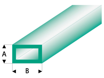 Raboesch profil ASA trubka čtyřhranná transparentní zelená 3x6x330mm (5)