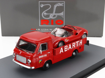 Rio-models Fiat 241 Assistenza Abarth Corse Car Transporter 1970 With Fiat Abarth 1000sp Spider 1:43 Red