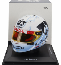 Spark-model Arai helmet F1  Casco Helmet At04 Team Alpha Tauri N 22 Singapore Gp 2023 Yuki Tsunoda 1:5 Bílá Světle Modrá