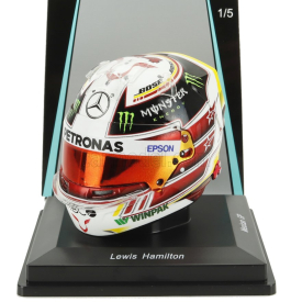 Spark-model Bell helmet Casco Helmet F1 Lewis Hamilton World Champion Team Amg Petronas W09 N 44 4th Mexico Gp 2018 1:5 Bílá Černá Červená