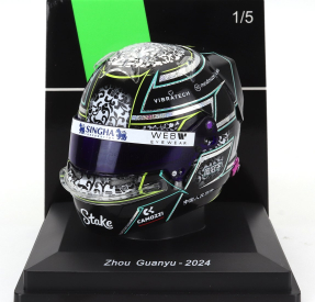 Spark-model Bell helmet Casco Helmet F1 Zhou Guanyu Team Stake Kick Sauber N 24 Season 2024 1:5 Black