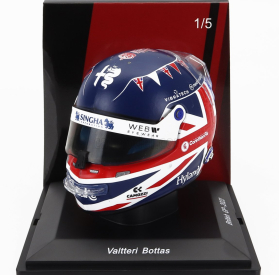 Spark-model Bell helmet F1  Casco Helmet Alfa Romeo C43 Team Stake N 77 British Gp 2023 Valtteri Bottas 1:5 Modrá Červená Bílá