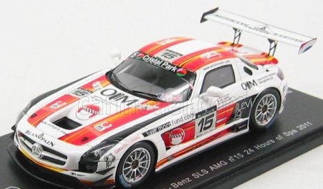 Spark-model Mercedes benz Sls Amg N 15 24h Spa 2011 K.wauters - A.kumpen - M.hezemans 1:43 Bílá Červená Žlutá