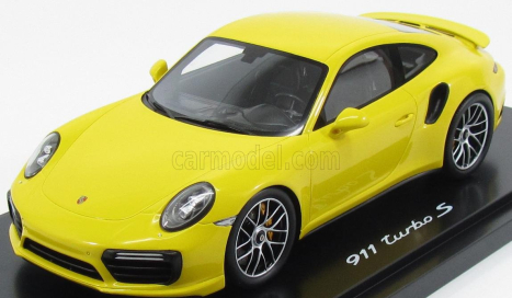 Spark-model Porsche 911 991-2 Turbo S Coupe 2015 - Con Vetrina - With Showcase 1:18 Žlutá