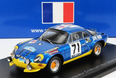 Spark-model Renault Alpine A110 1600s N 71 Winner Rally Criterium Des Cevennes 1971 B.darniche - A.mahe 1:43 Modrá Se Setkala Se Žlutou