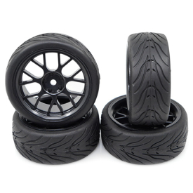 Spec T CS Wheel Offset 3 Black w/Tire 4ks pro 1/10 Silniční