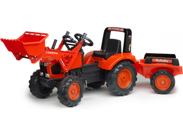 FALK - Šlapací traktor Kubota M135GX s nakladačem a vlečkou