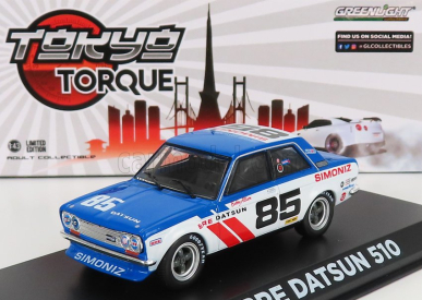 Greenlight Datsun 510 Bre N 85 Racing 1972 B.allison 1:43 Modrá Bílá