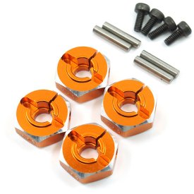 Hliníkové HEX unašeče kola 12x5mm, 4ks, oranžový