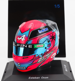 Spark-model Bell helmet F1  Casco Helmet Renault A523 Team Bwt Alpine N 31 Miami Gp 2023 Esteban Ocon 1:5 Modrá Růžová Fucsia