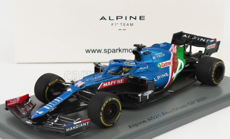 Spark-model Renault F1  A521 Renault E-tech 20b Team Alpine N 14 8th Abu Dhabi Gp 2021 Fernando Alonso 1:43 Modrá Met Červená Bílá